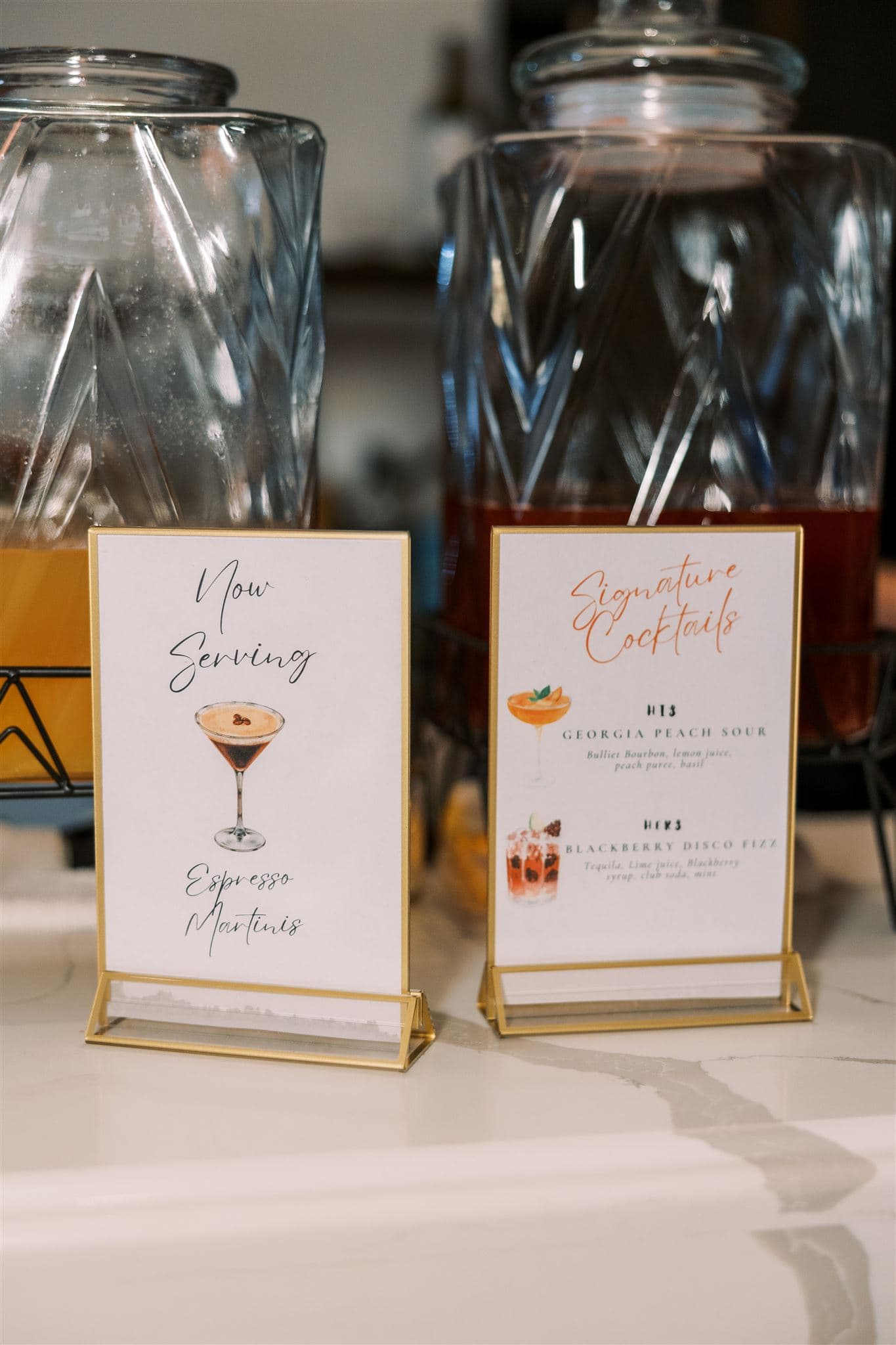 Signature cocktail menu cards