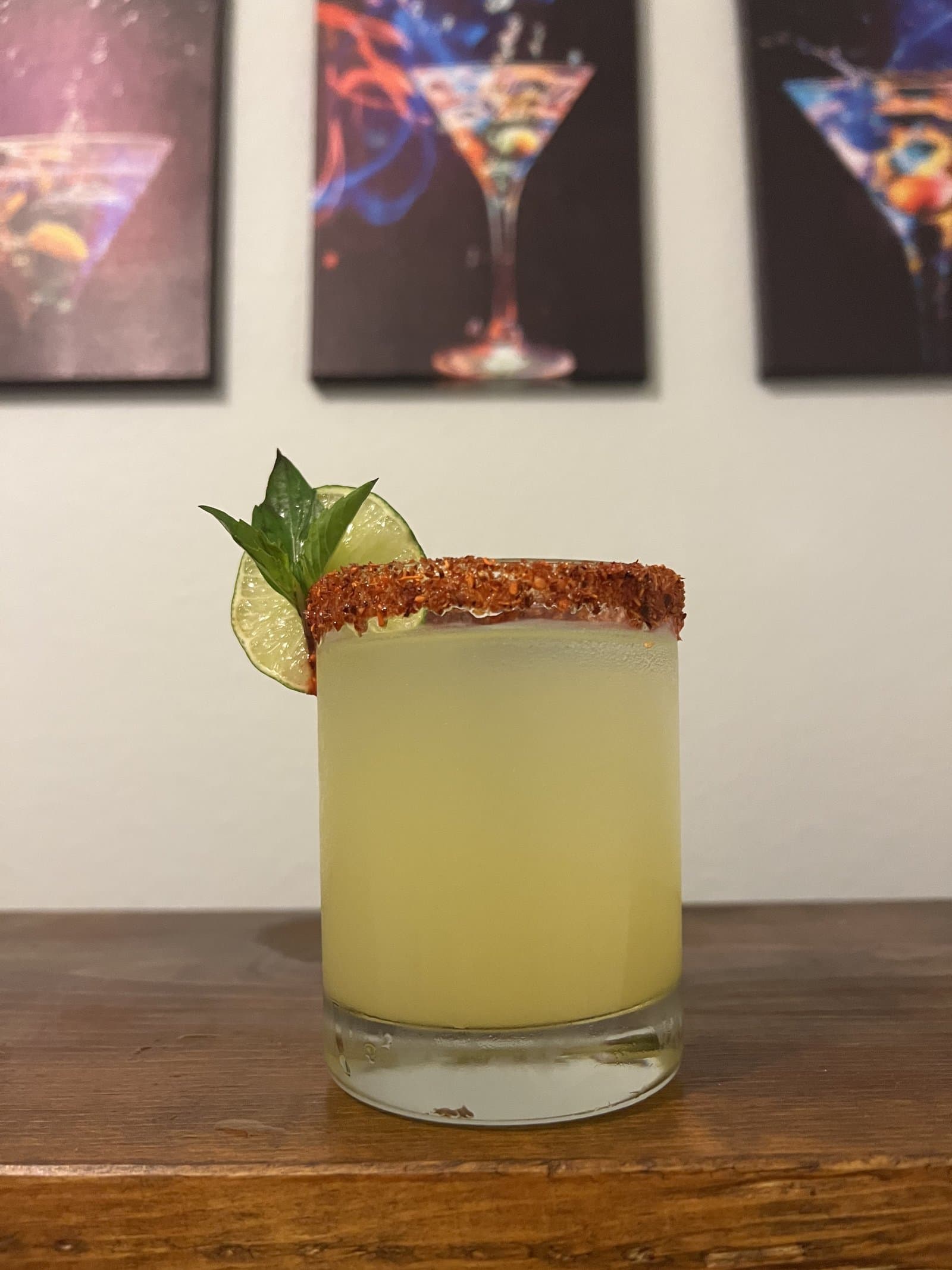 Spicy basil margarita close-up